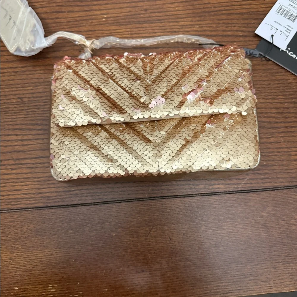 Nicole Miller Rose‎ Gold Sequin Clutch